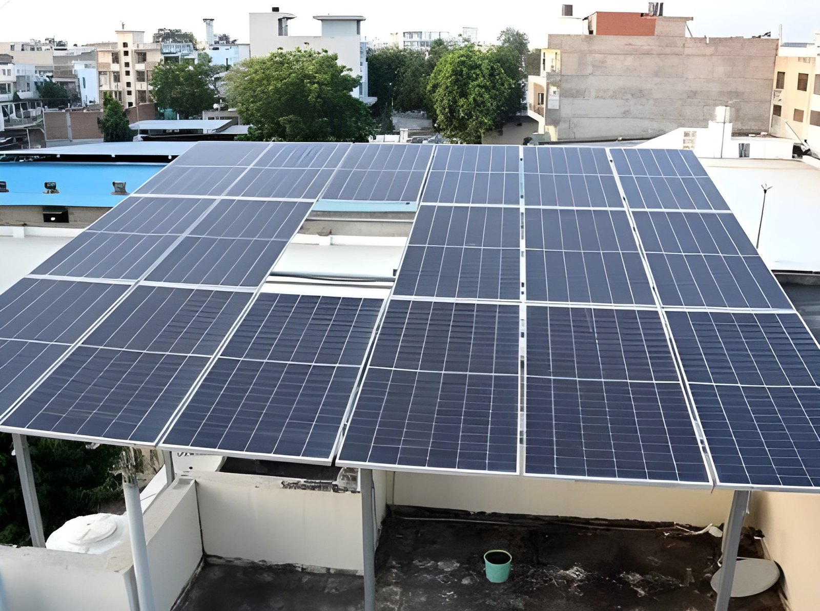 On-grid rooftop solar panels on a home